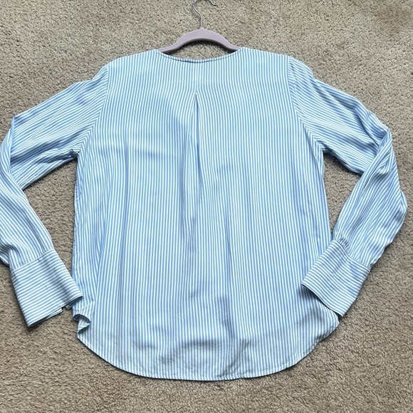 RENUAR Woman Long Sleeves Button Down Striped Shirt With Ruffles Cotton‎ Size L - Picture 8 of 8